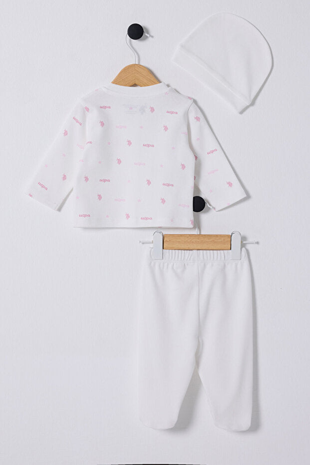 U.S. Polo Assn. Baby Girl 3 Pieces Bodysuit Set