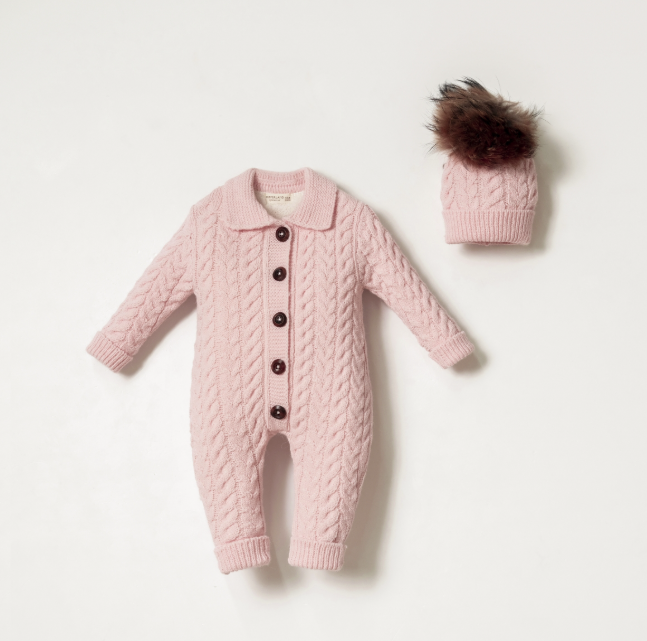 NIPPERLAND Soft Pink Knitted Romper with Hat