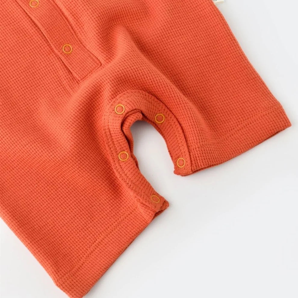 BabyCosy Unisex Orange Romper, 100% Organic Cotton