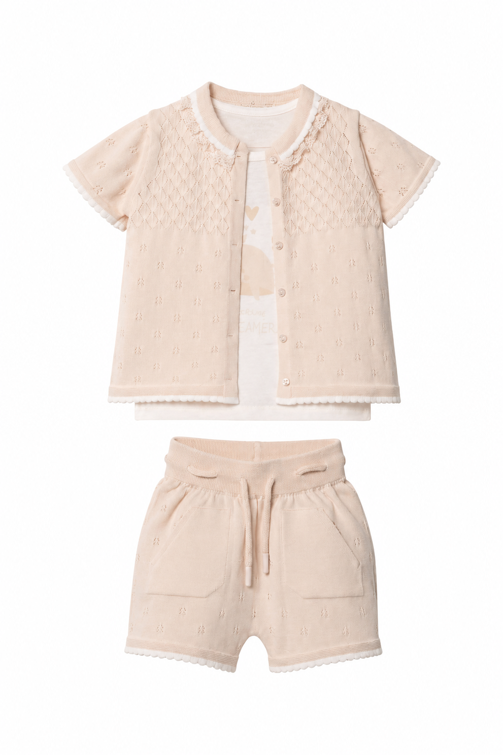 Leoking Baby Girl 3 Pieces Pink Shorts Set