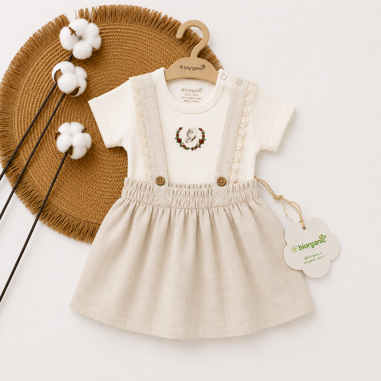 Biorganic Cotton Beige Bodysuit Dress