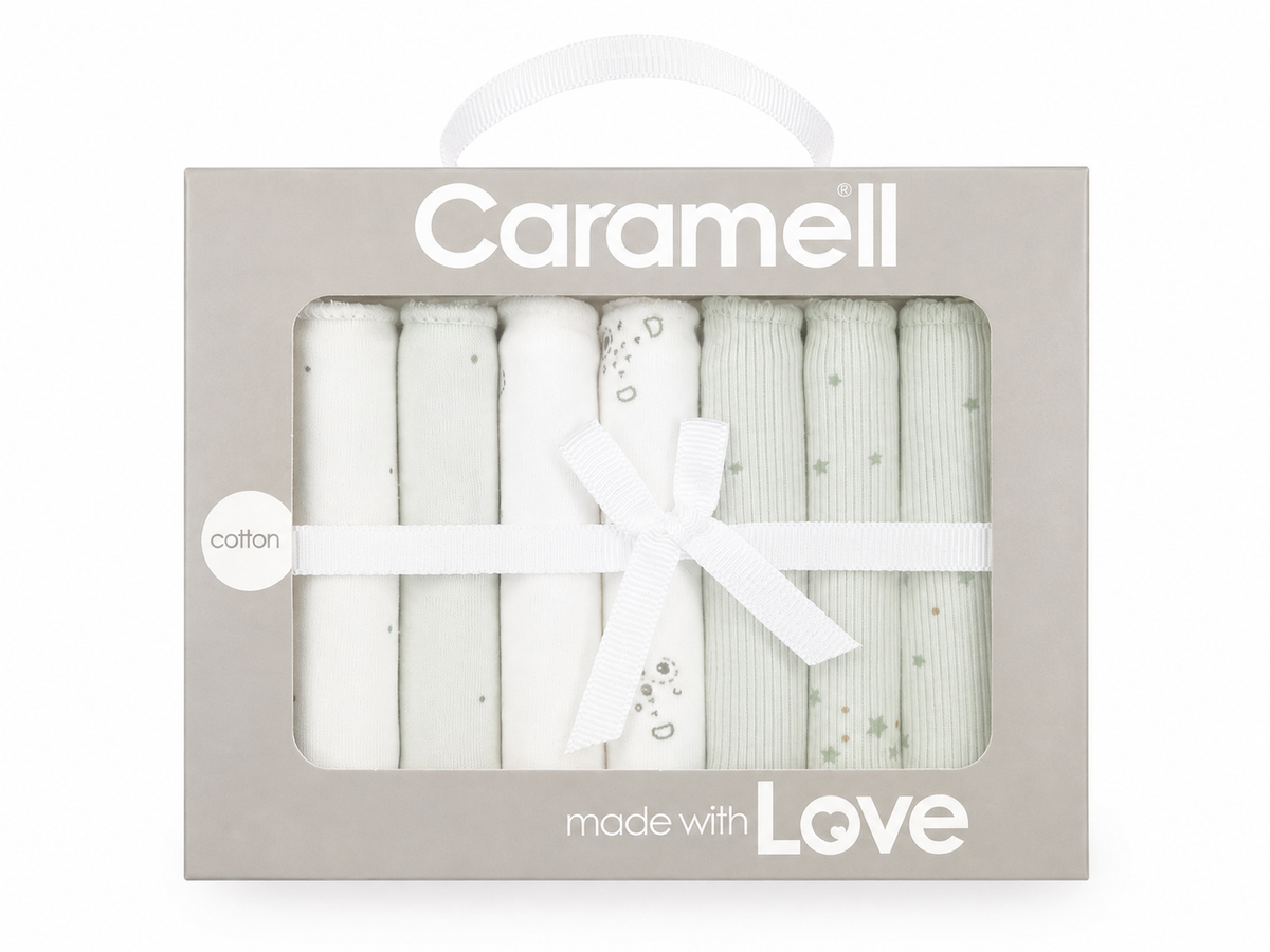 Caramell Pack of 7 Mix Mouth Cloths, 100% Organic Cotton