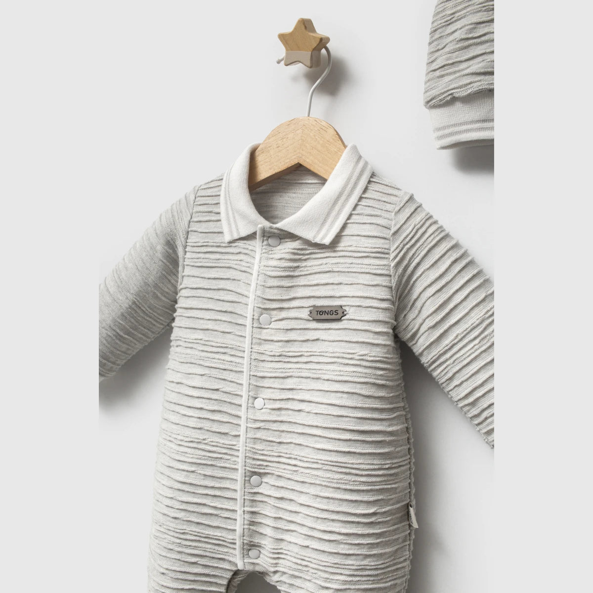 TONGS Baby Boy Grey Jumpsuit with Hat