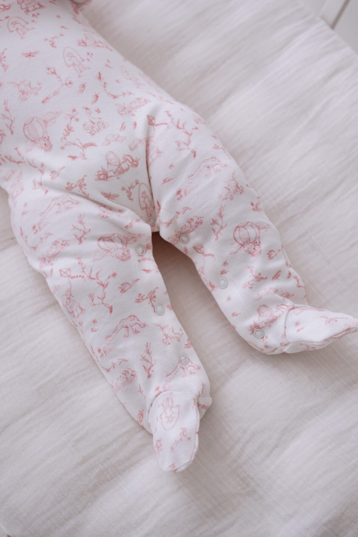 Atelier Babbi Baby Overall – Toile De Jouy / Pink, 100% Cotton