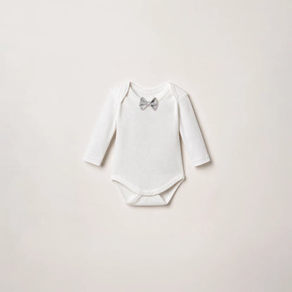 NIPPERLAND Gray Knitted Romper with Bodysuit and Hat