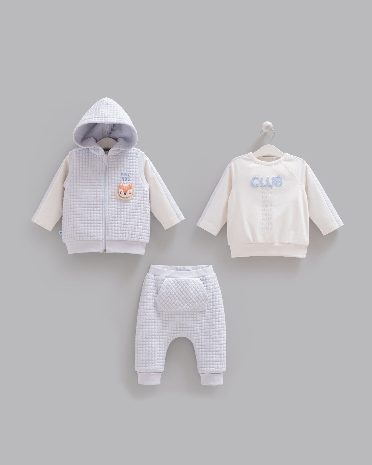 Caramell 3-Piece Baby Blue Quilted Set