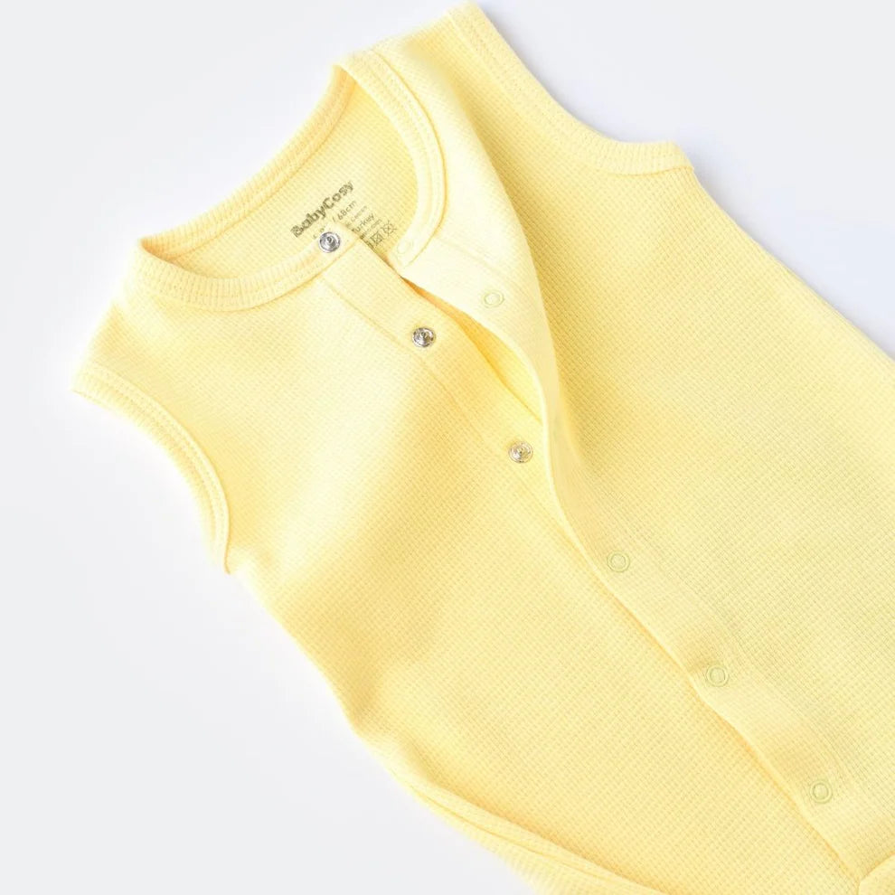 BabyCosy Unisex Light Yellow Romper, 100% Organic Cotton