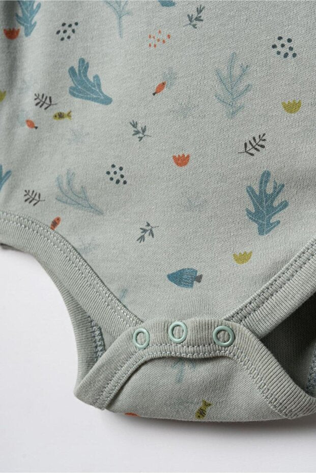 BabyCosy Set of 2 Mint Short Sleeve Boy Bodysuits, 100% Organic Cotton