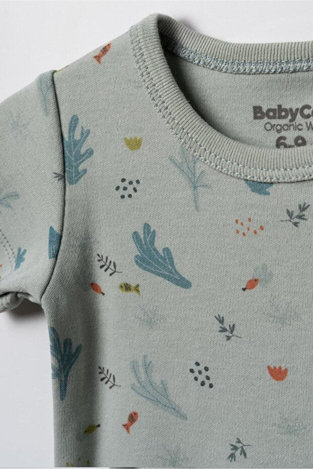 BabyCosy Set of 2 Mint Short Sleeve Boy Bodysuits, 100% Organic Cotton