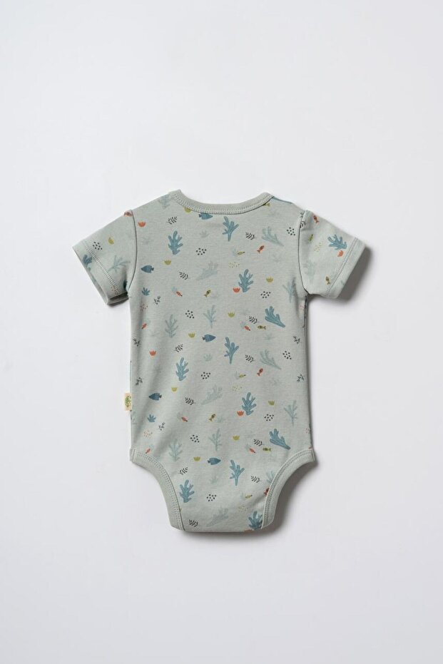 BabyCosy Set of 2 Mint Short Sleeve Boy Bodysuits, 100% Organic Cotton