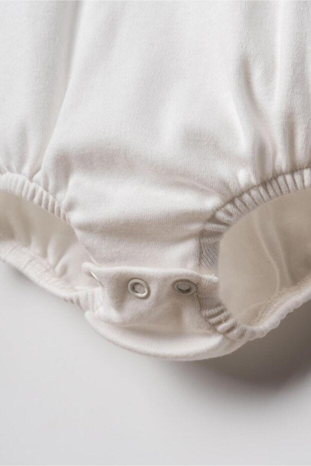 BabyCosy Set of 2 White Short Oversize Girl Bodysuits, 100% Organic Cotton