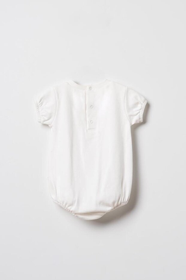 BabyCosy Set of 2 White Short Oversize Girl Bodysuits, 100% Organic Cotton