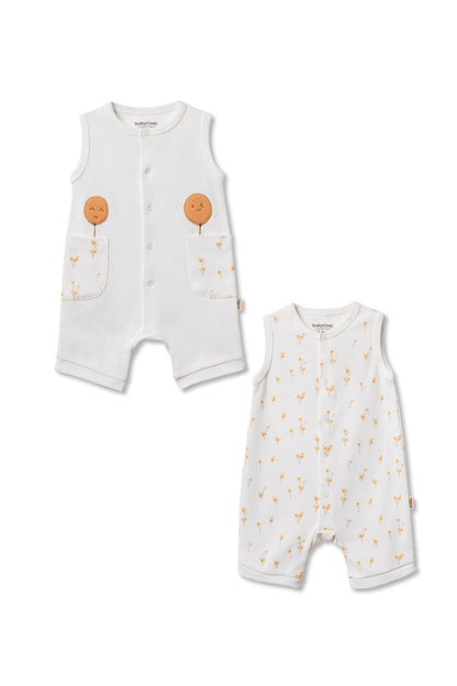 طقم رومبر بدون أكمام للأطفال من BabyCosy - قطعتان، قطن عضوي معتمد من GOTS