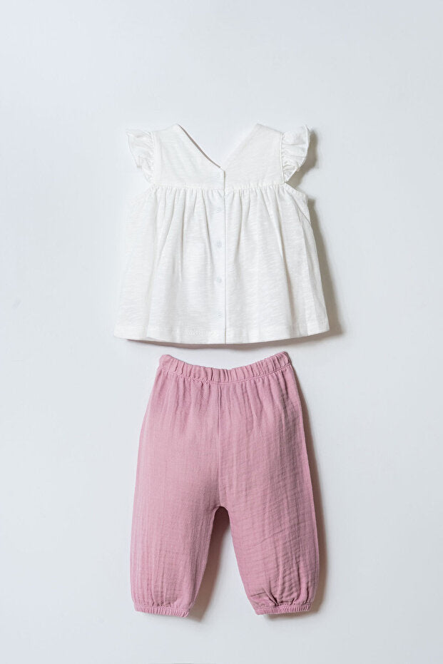 U.S. Polo Assn. Baby Girl 2 Pieces Pink Set