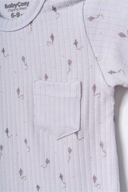 طقم شورت رمادي من قطعتين للأطفال من BabyCosy، قطن عضوي معتمد من GOTS