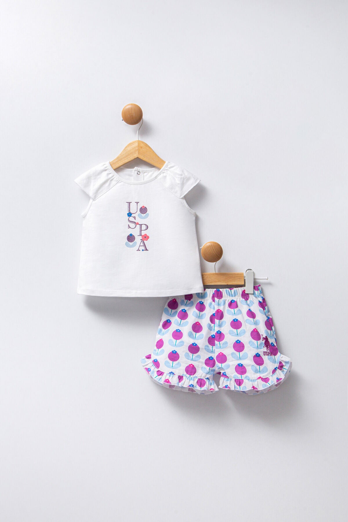 U.S. Polo Assn. White Floral Short Set