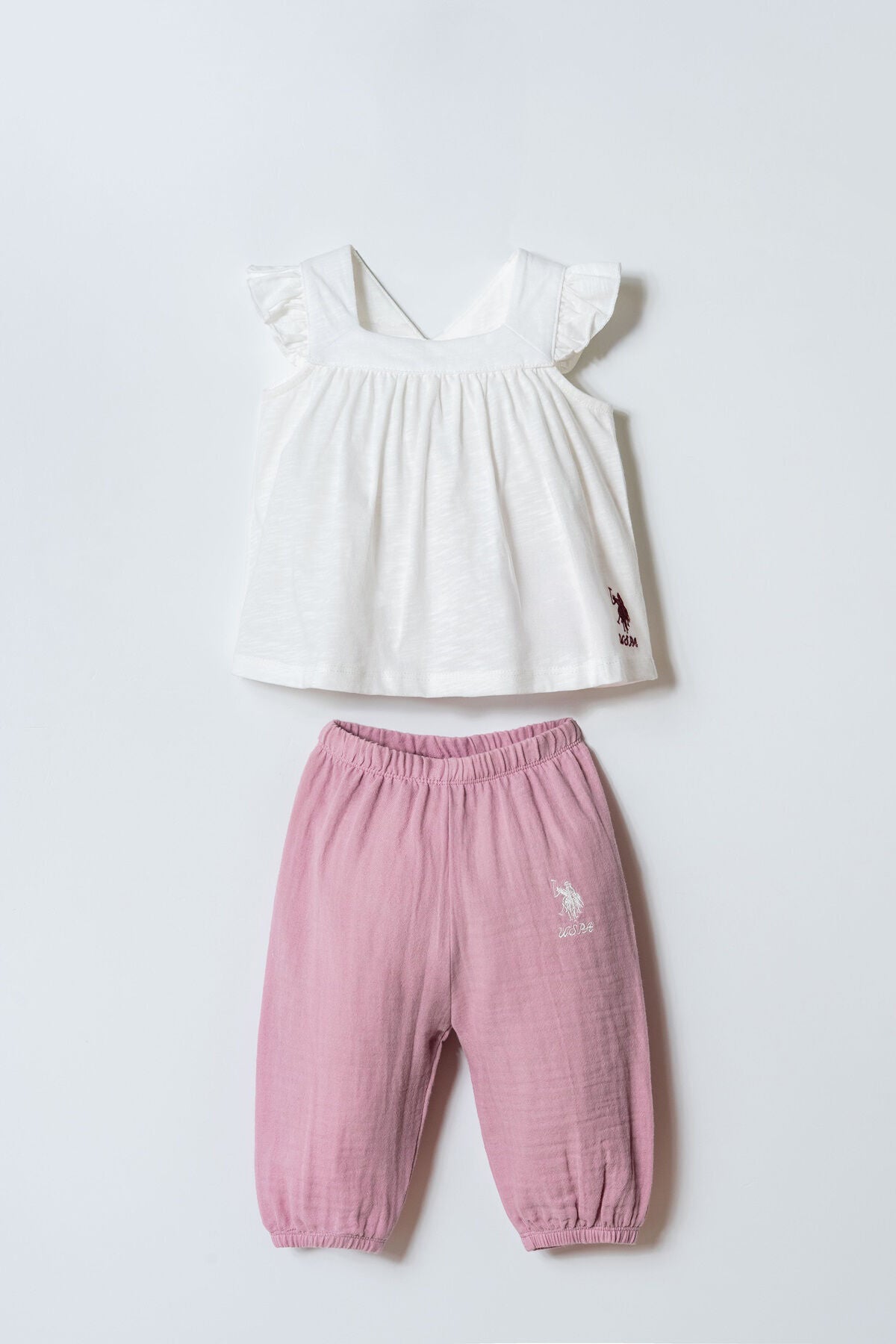 U.S. Polo Assn. Baby Girl 2 Pieces Pink Set