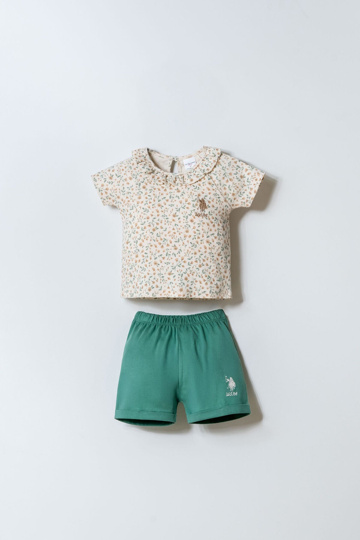 U.S. Polo Assn. Green Floral Short Set