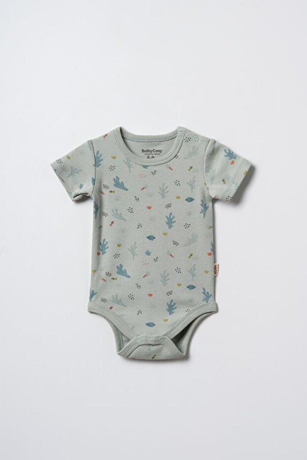 BabyCosy Set of 2 Mint Short Sleeve Boy Bodysuits, 100% Organic Cotton