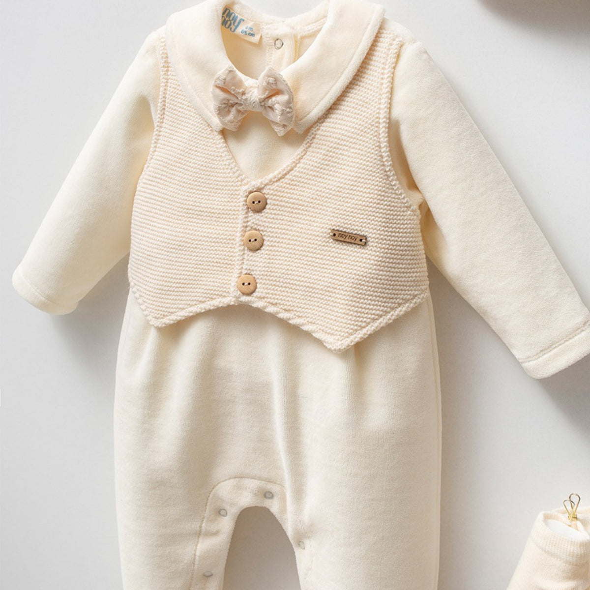 NoyNoy Creamy Velvet 3-Pieces Romper Set, With Gift Box