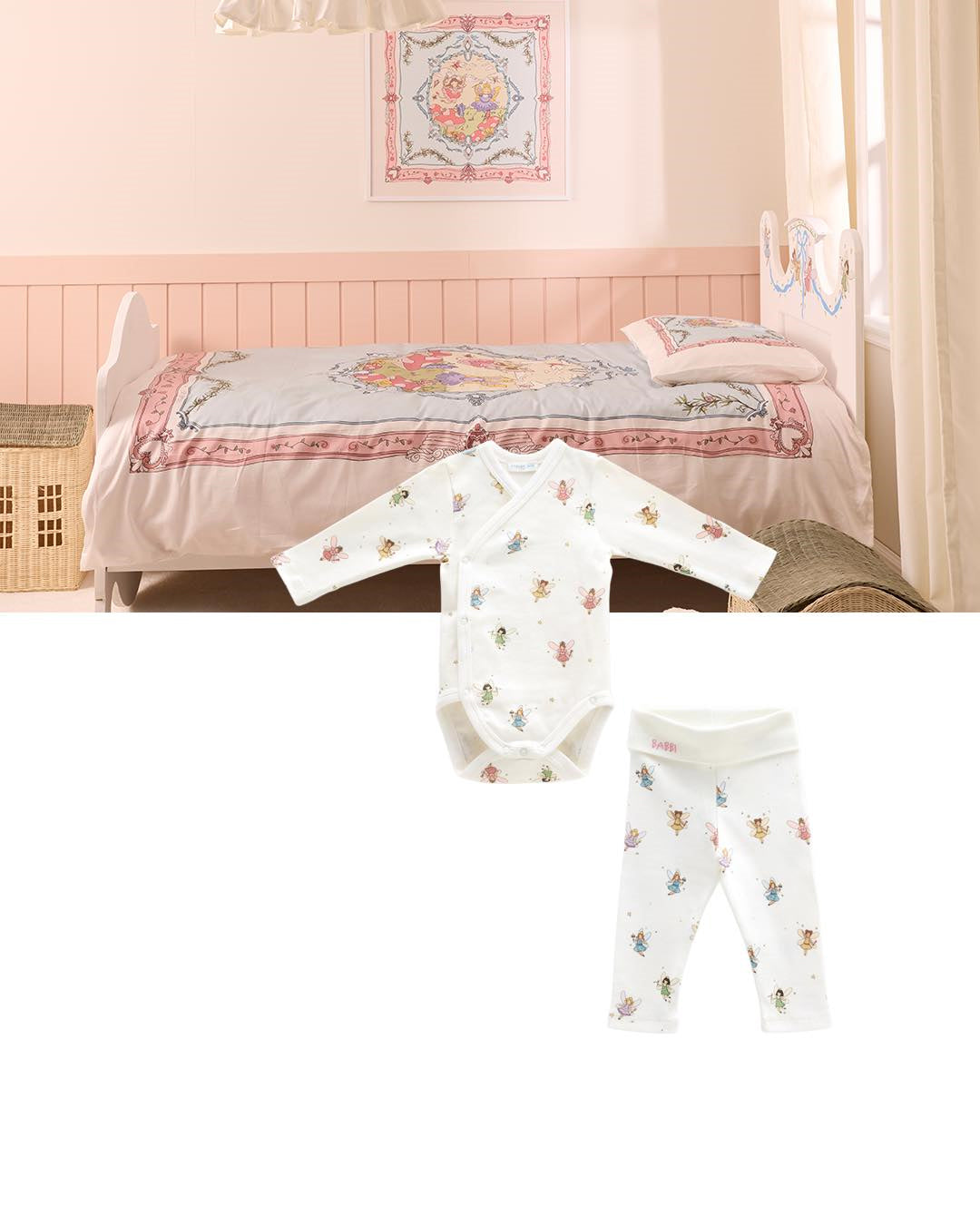Atelier Babbi 2-Pieces Bodysuit and Pants Set-Fairy Tale, 100% Cotton
