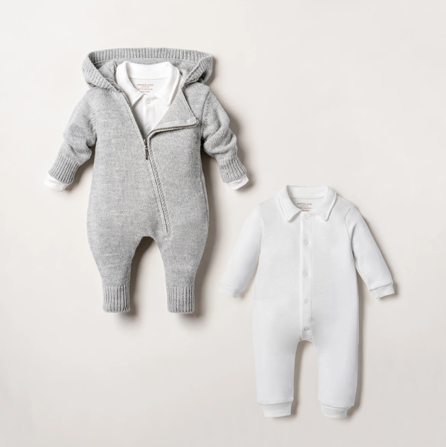 NIPPERLAND Unisex Gray 2-Pieces Zipper Romper