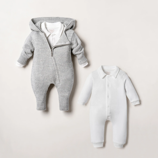 NIPPERLAND Unisex Gray 2-Pieces Zipper Romper