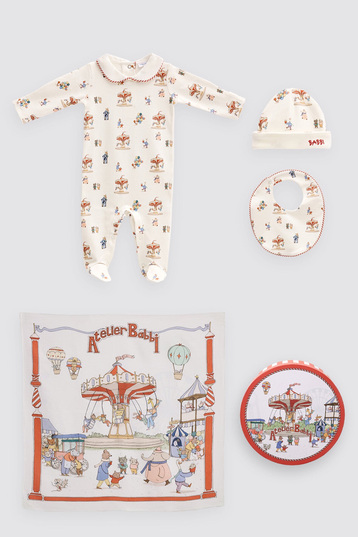 Atelier Babbi Newborn Set (4-Piece) - Funfair, 100% Cotton