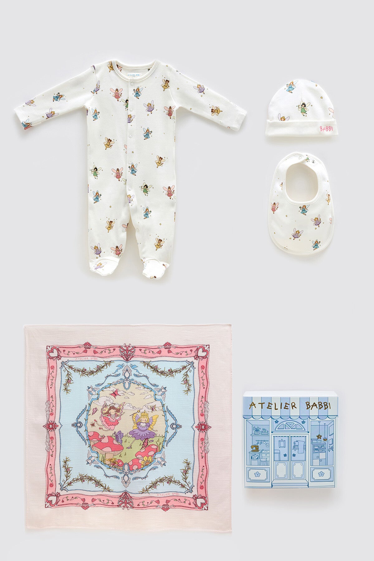 Atelier Babbi Newborn Set (4-Pieces) - Fairy Tale, 100% Cotton