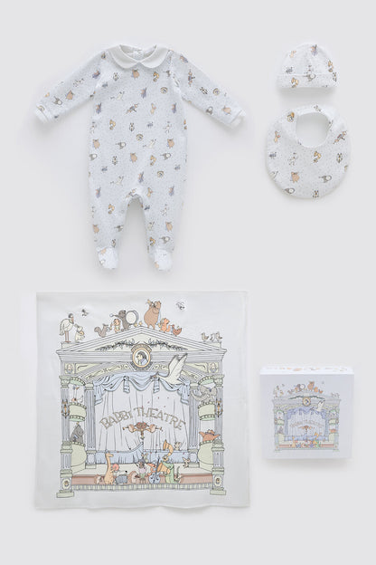 Atelier Babbi Newborn 4-Pieces Set - Theatre / Blue, 100% Cotton