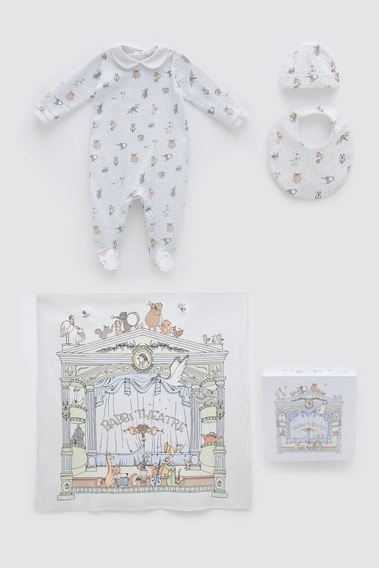 Atelier Babbi Newborn 4-Pieces Set - Theatre / Blue, 100% Cotton