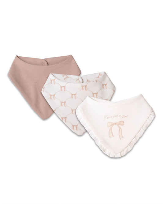 مجموعة مريلات بيبي كوزي (BabyCosy) بثلاث ربطات وردية، قطن عضوي معتمد من GOTS