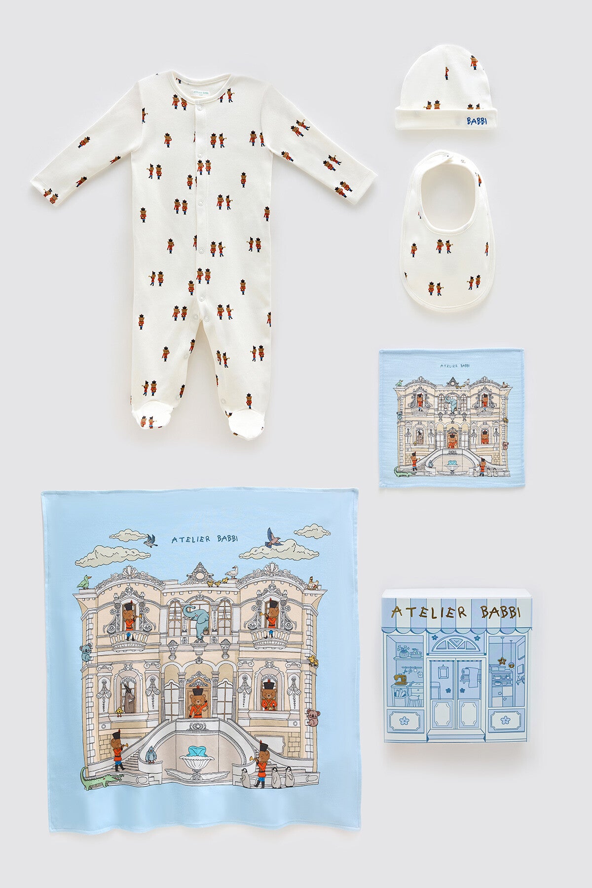 Atelier Babbi Newborn 5-Pieces Set - Tin Soldier, 100% Cotton