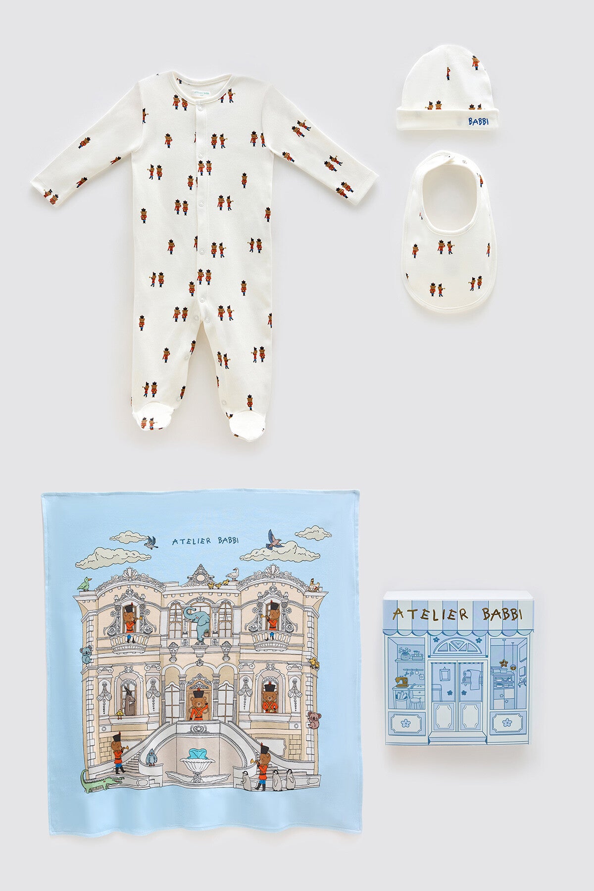 Atelier Babbi Newborn 4-Pieces Set - Tin Soldier, 100% Cotton