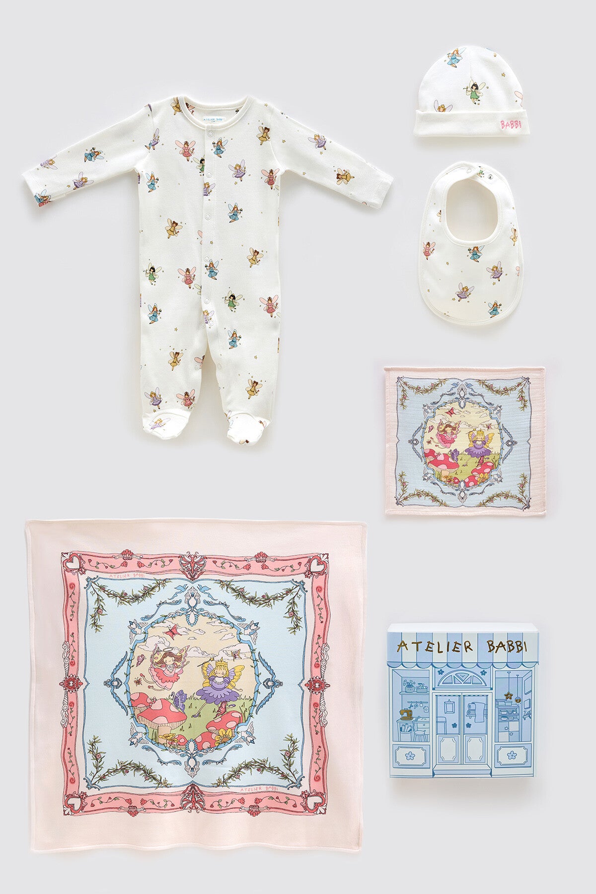 Atelier Babbi Newborn 5-Pieces Fairy Tale Set, 100% Cotton