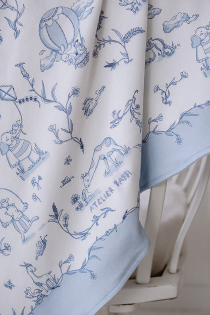 Atelier Babbi Newborn Set 4-Pieces - Toile De Joury / Blue, 100% Cotton
