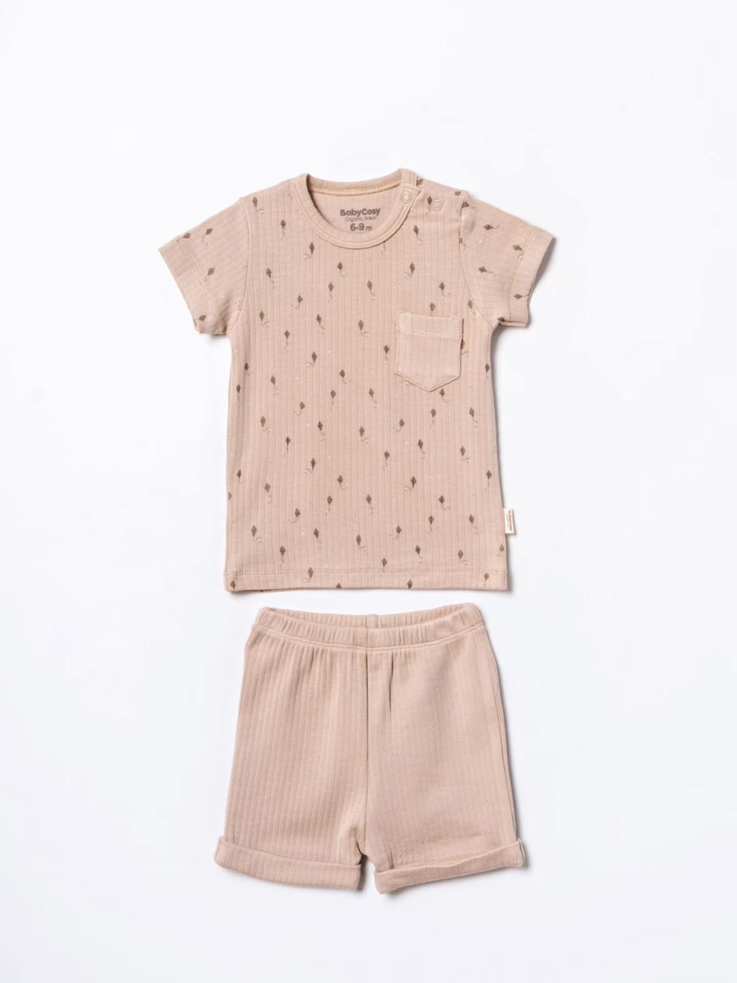 BabyCosy Stone Boy Shorts Set, 100% Organic Cotton