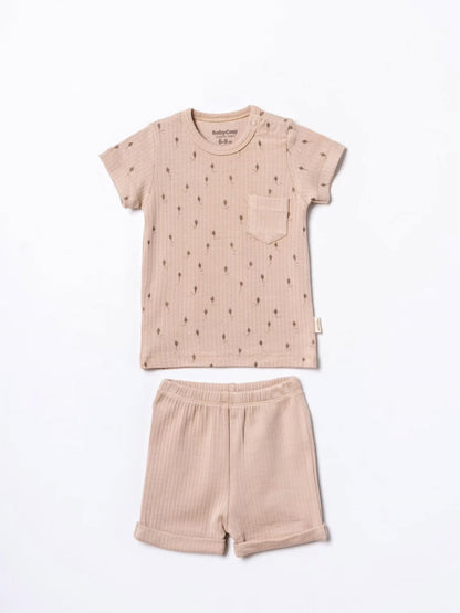 طقم شورت حجري للأطفال من BabyCosy مكون من قطعتين، قطن عضوي معتمد من GOTS