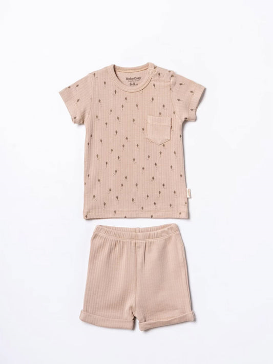 طقم شورت حجري للأطفال من BabyCosy مكون من قطعتين، قطن عضوي معتمد من GOTS