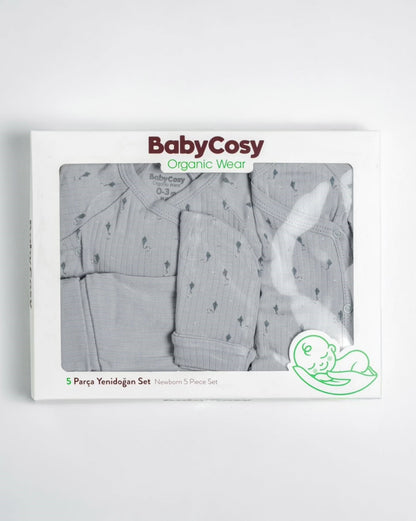 طقم المستشفى للأولاد من BabyCosy مكون من 5 قطع باللون النعناعي، قطن عضوي معتمد من GOTS