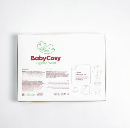 طقم المستشفى للأولاد من BabyCosy مكون من 5 قطع باللون النعناعي، قطن عضوي معتمد من GOTS