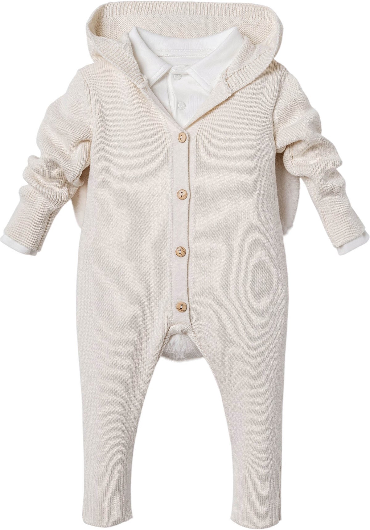 NIPPERLAND Unisex 2-Pieces Footed Jumpsuit with Bunny Ears and Pompom
