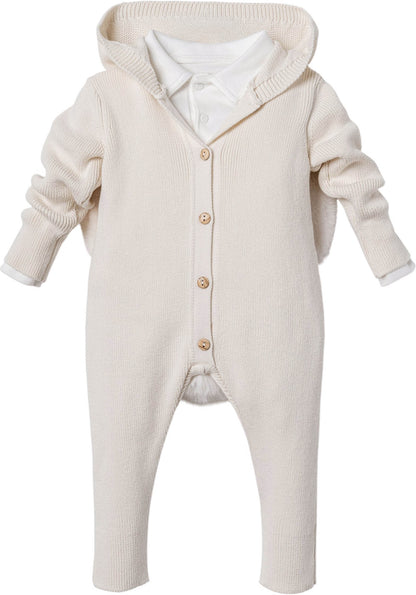 NIPPERLAND Unisex 2-Pieces Footed Jumpsuit with Bunny Ears and Pompom