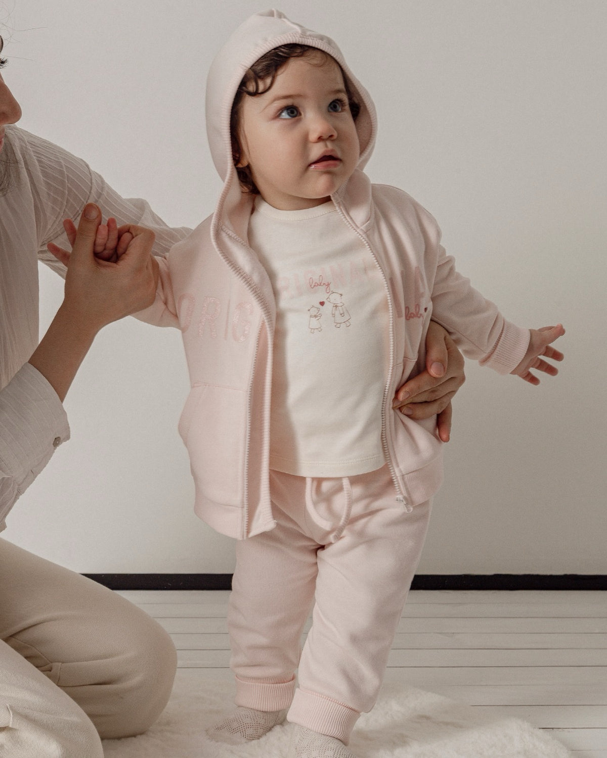 Caramell Soft Pink 3-Pieces Fleece Tracksuit Set