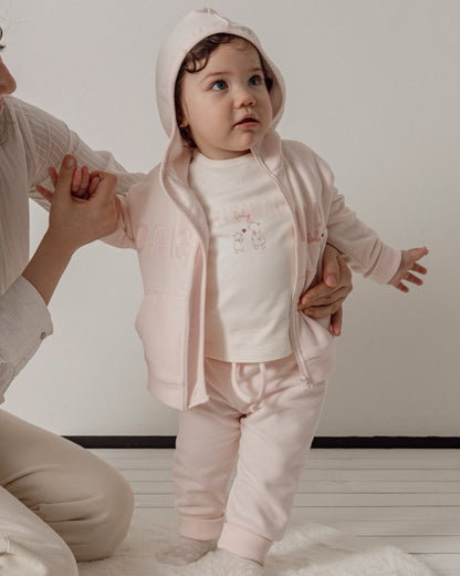 Caramell Soft Pink 3-Pieces Fleece Tracksuit Set