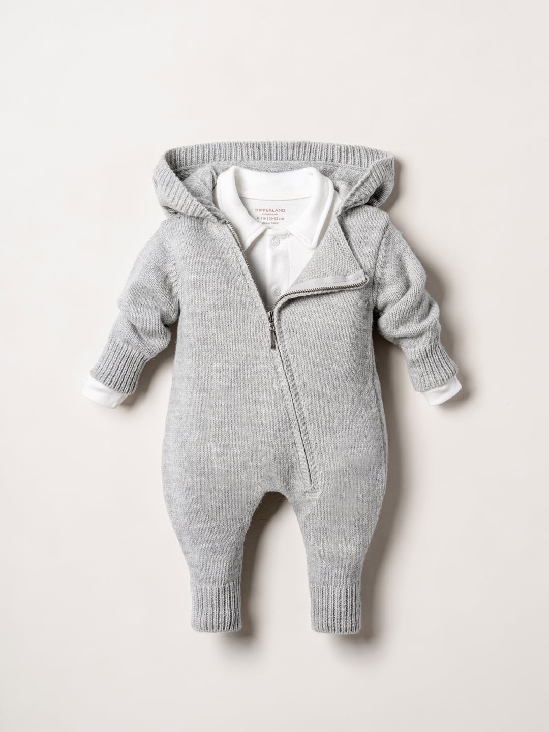 NIPPERLAND Unisex Gray 2-Pieces Zipper Romper