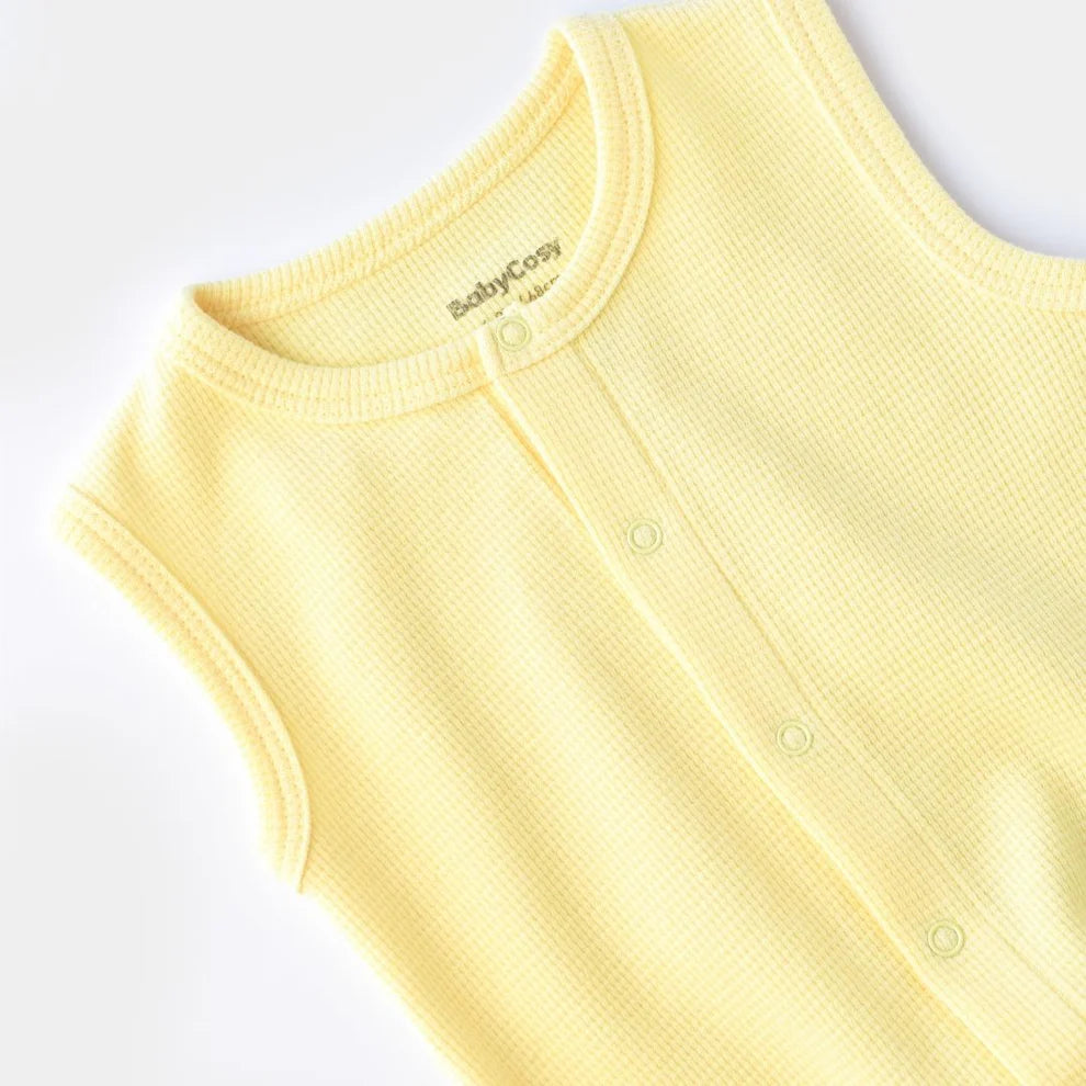 BabyCosy Unisex Light Yellow Romper, 100% Organic Cotton