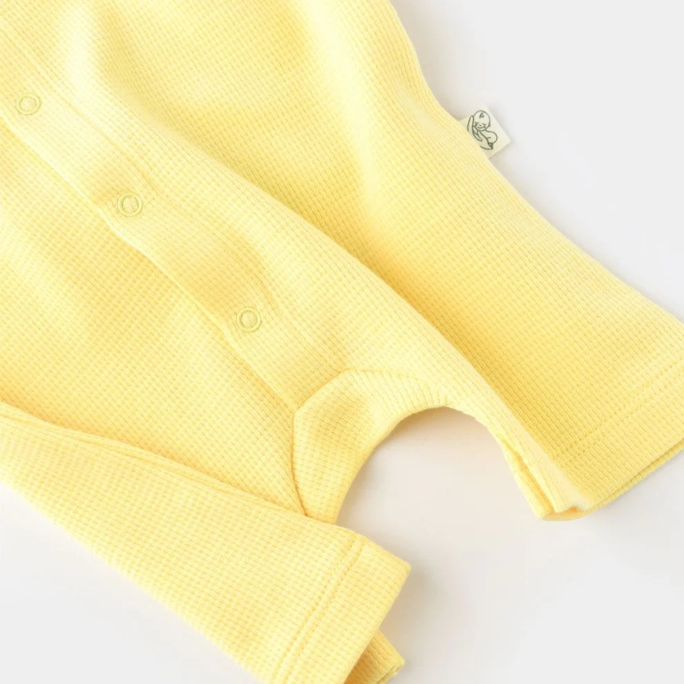 BabyCosy Unisex Light Yellow Romper, 100% Organic Cotton