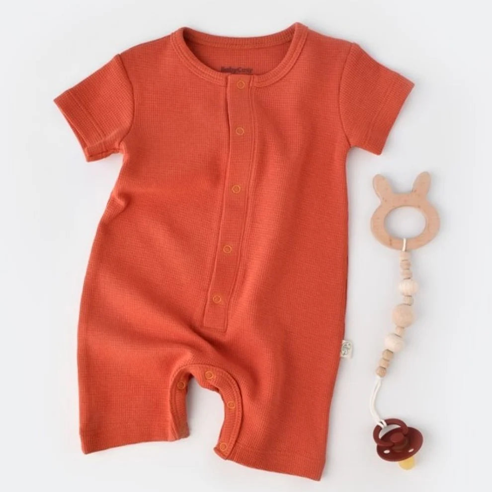 BabyCosy Unisex Orange Romper, 100% Organic Cotton