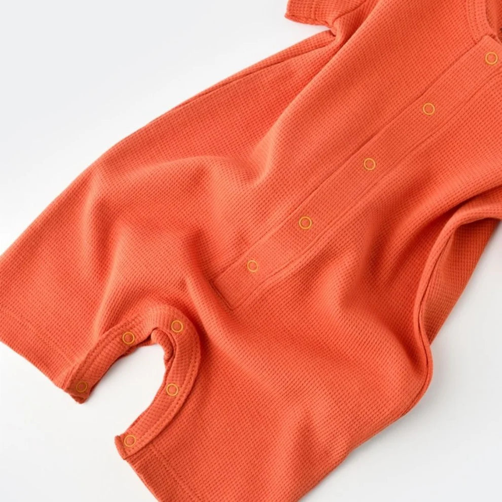 BabyCosy Unisex Orange Romper, 100% Organic Cotton